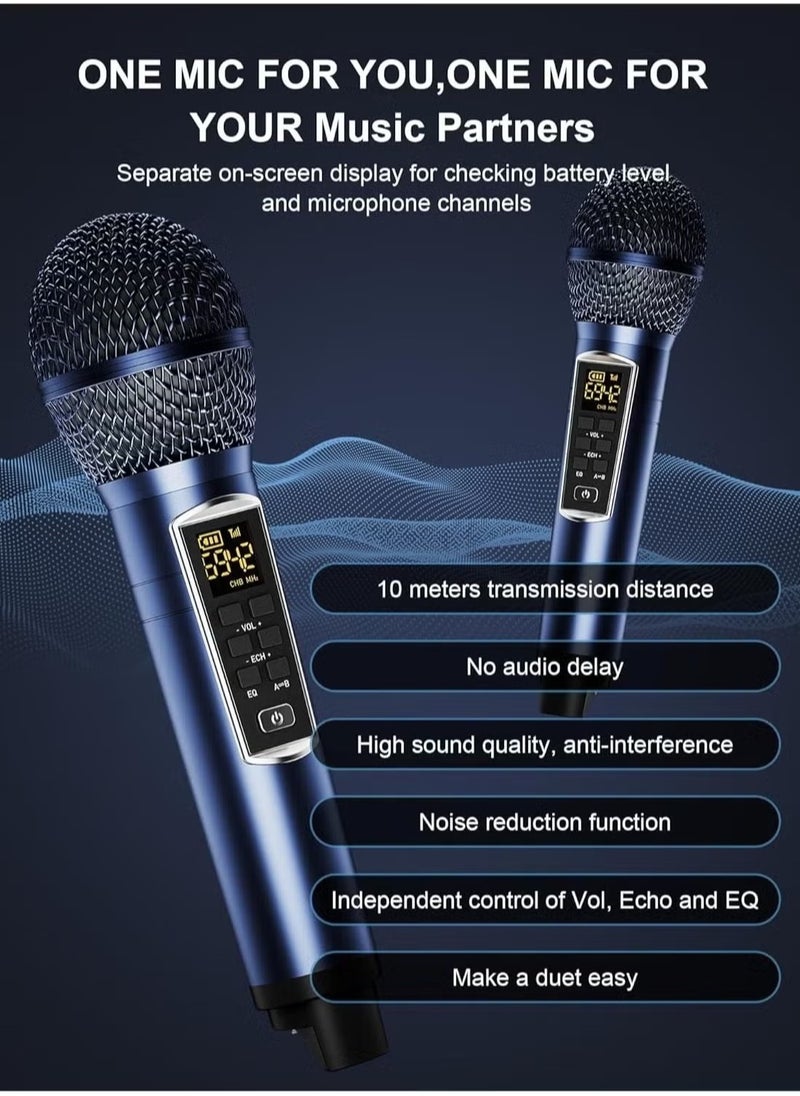 Portable Karaoke Machine with 2 Wireless Microphones – Rechargeable Bluetooth Speaker for Adults & Kids, AUX/USB/TF Card Inputs, PA System for Parties, Home & Outdoor Fun – Ultimate Singing & Entertainment Experience - pzsku/Z291ADB070CD9A89941FFZ/45/_/1740650838/3ce4bc64-986f-4d05-b0ec-9aae709c4411