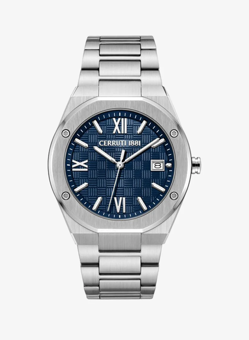شيروتي 1881 Lecco Blue Dial, Stainless Steel Bracelet, Analog Watch for Men, 42mm