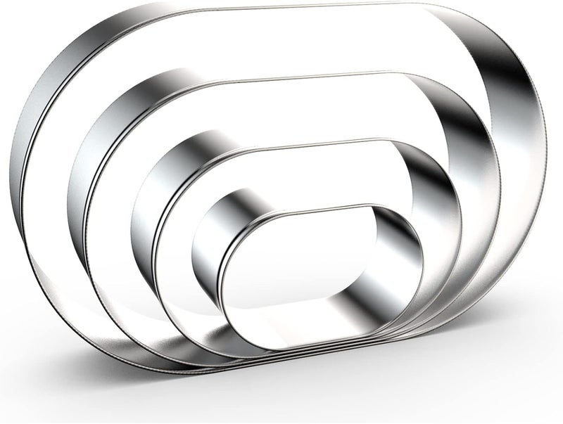 QAAQS Pill Capsule Long Oval Cookie Cutters - 5 Inch, 4 Inch, 3 Inch, 2 Inch - Geometric Frame Plaque Cookie Cutter Set Fondant Biscuit Molds - Stainless Steel - Image 1