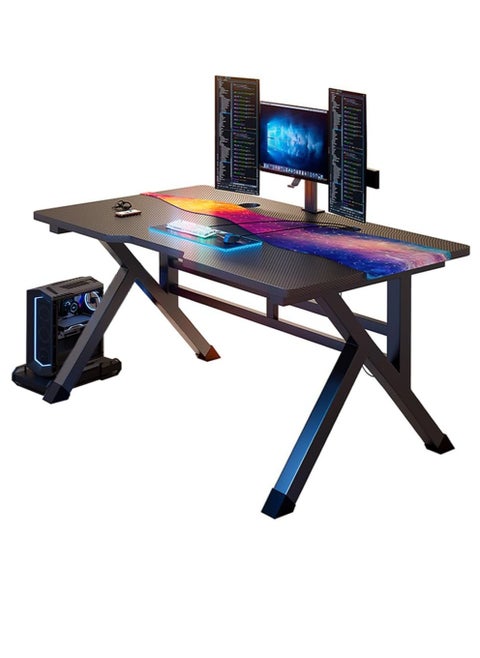 Desktop Computer Desk Carbon Fiber Surface PC Gaming Desk Table with Move Host Stand Simple Desk for Home Office Study Student Writing Desk 100 x 60 x 75cm