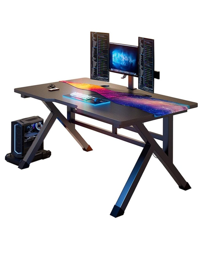 DMG TECH Desktop Computer Desk Carbon Fiber Surface PC Gaming Desk Table with Move Host Stand Simple Desk for Home Office Study Student Writing Desk 100 x 60 x 75cm  - Image 1