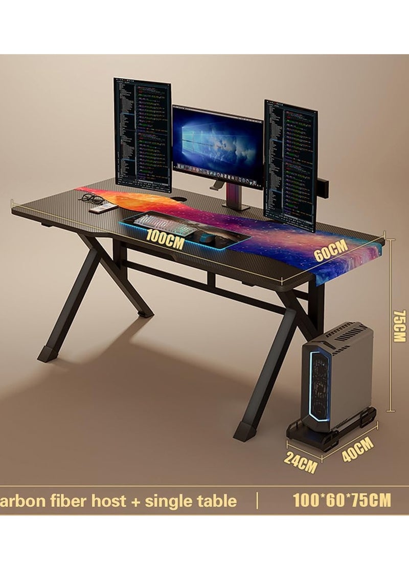 DMG TECH Desktop Computer Desk Carbon Fiber Surface PC Gaming Desk Table with Move Host Stand Simple Desk for Home Office Study Student Writing Desk 100 x 60 x 75cm  - Image 3