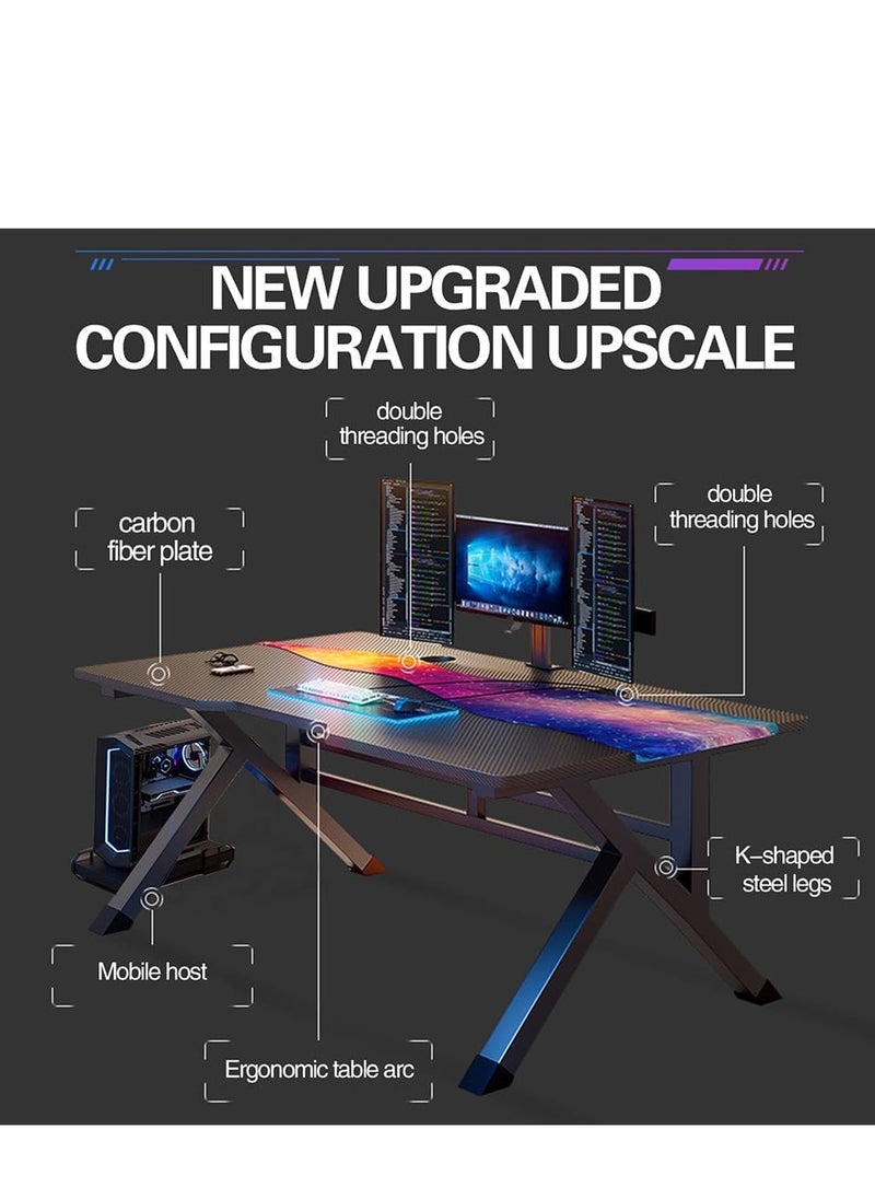 DMG TECH Desktop Computer Desk Carbon Fiber Surface PC Gaming Desk Table with Move Host Stand Simple Desk for Home Office Study Student Writing Desk 100 x 60 x 75cm  - Image 5
