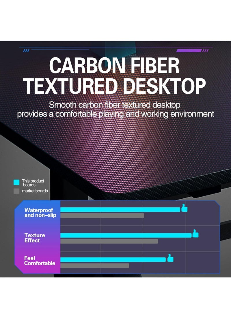 DMG TECH Desktop Computer Desk Carbon Fiber Surface PC Gaming Desk Table with Move Host Stand Simple Desk for Home Office Study Student Writing Desk 100 x 60 x 75cm  - Image 4