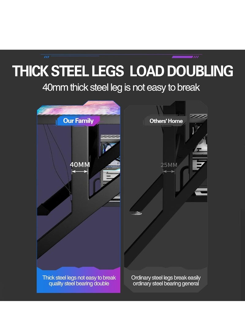 Desktop Computer Desk Carbon Fiber Surface PC Gaming Desk Table with Move Host Stand Simple Desk for Home Office Study Student Writing Desk 100 x 60 x 75cm