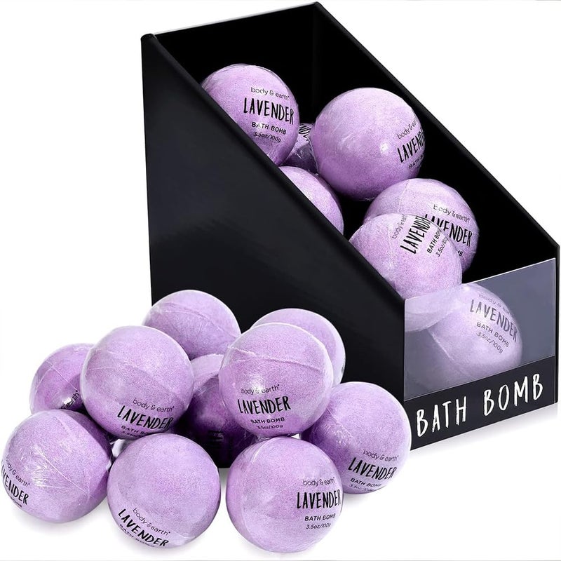 BODY EARTH مجموعة هدايا بومب الاستحمام من بودي إيرث للنساء 10 × 35 أوقية زيوت عطرية أساسية اللافندر مصنوعة يدوياً فكرة هدية عيد ميلاد للعائلة للنساء والرجال لهدايا عيد الأم للأم لهدايا عيد الميلاد لها - Image 2