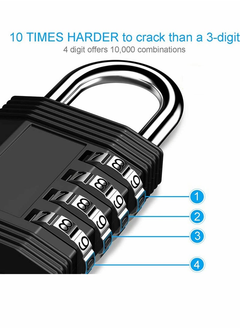 SYOSI 2 Pack Combination Lock Outdoor 4 Digit Padlock Waterproof for Indoor and Rustless Die-Cast School Gym Locker, Sports Hasp Storage, Fence, Gate, Case  - Image 5
