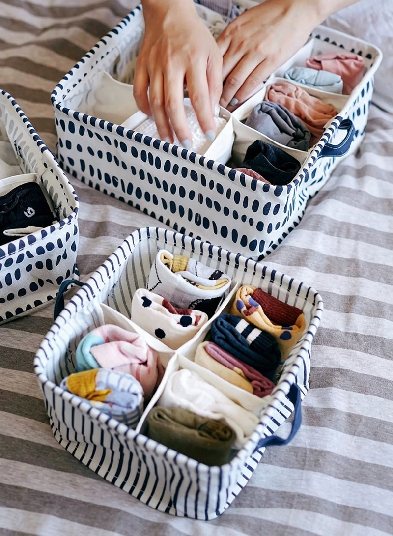 Foldable Four-square grid storage box Underwear Storage Box Multicolor 20x11cm Stripe - Image 2