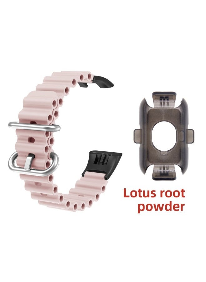 Suitable For KP-B3 Apple Marine Silicone Strap KP-B3 Leather Strap Elastic Woven Strap-Color:Marine Lotus Root Powder  - Image 1