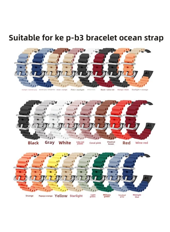 Suitable For KP-B3 Apple Marine Silicone Strap KP-B3 Leather Strap Elastic Woven Strap-Color:Marine Lotus Root Powder  - Image 5