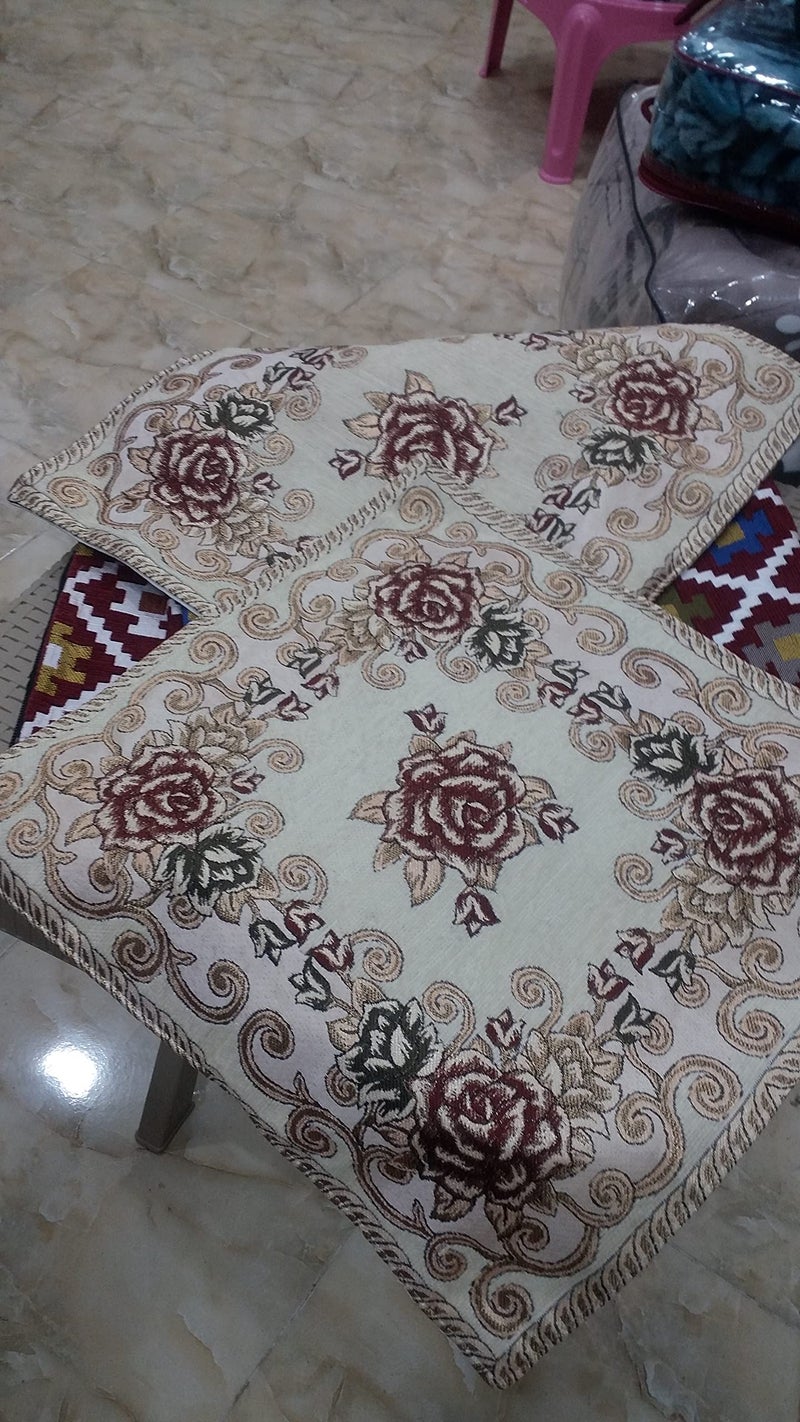 Generic 2 Piece Floral Bohemian Embroidered Design Solid Color Cotton Blend Ruff & Ruff 2 Pillow Shams Joplin - Image 1