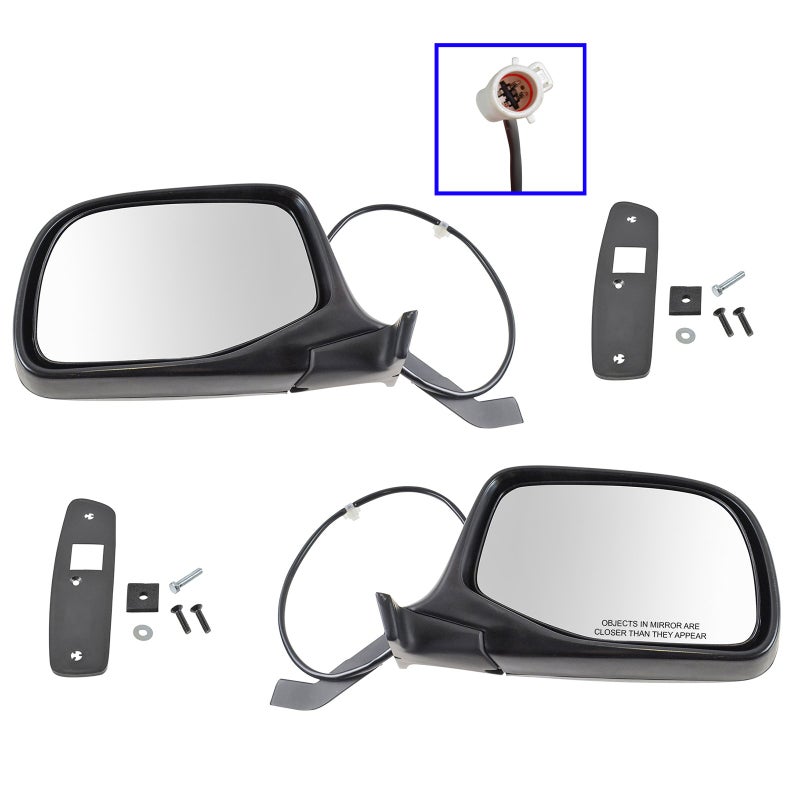 TRQ Driver Passenger Side Mirror Set Power with Textured Housing Compatible with 19921996 Ford Bronco 19921997 F150 F250 1997 F250 HD F350 FO1320124 FO1321124