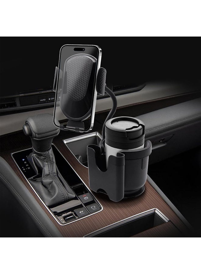 Car Cup Holder Expander with Phone Mount, [Super Stable & No Shaking] 3 in 1 Upgraded Thick Gooseneck Cup Holder Car Mount, Slots for Placing Cards and Mobile Phones,for All Smartphone - Image 3