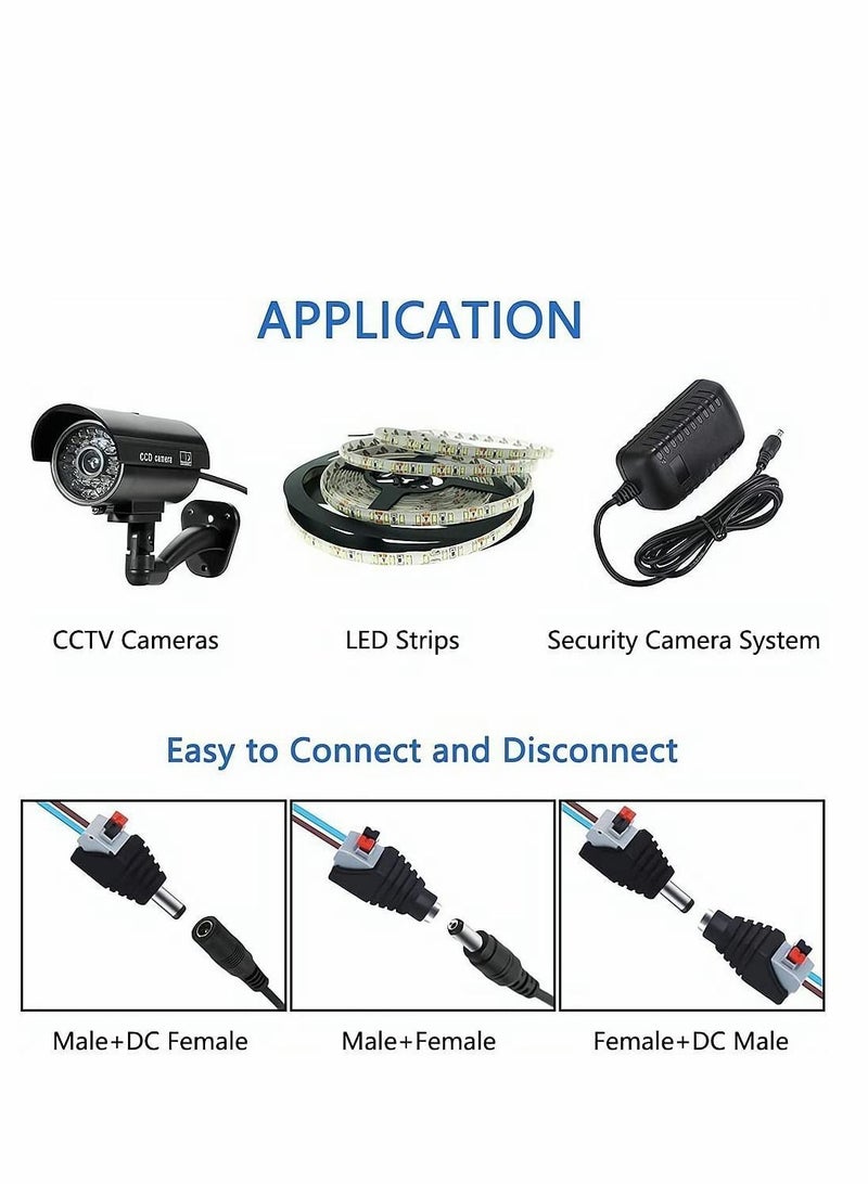 Y&D DC Power Connector Plug, Male and Female Connector, Cable Jack Adapter, Plug Adapter Socket for CCTV Camera Led Strip Use , 10 Pairs, 5.5 x 2.1 mm - Image 3