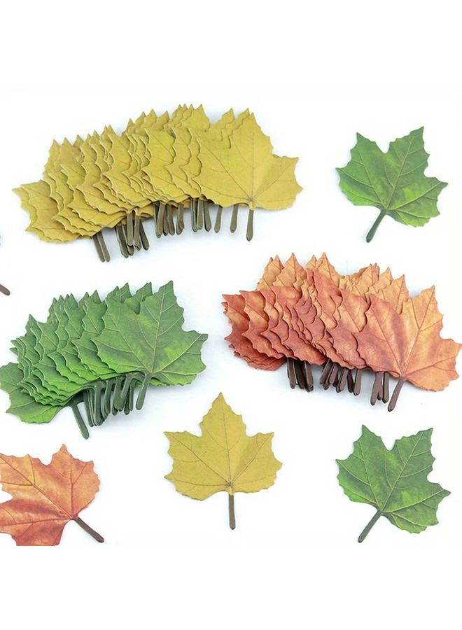 50 Pcs Yellow Autumn Leaves Decorative Stickers Simulated Leaf Design Office Supplies - Image 5