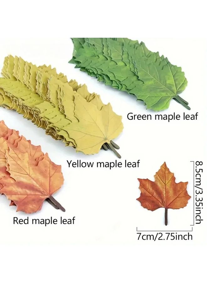 50 Pcs Yellow Autumn Leaves Decorative Stickers Simulated Leaf Design Office Supplies - Image 3