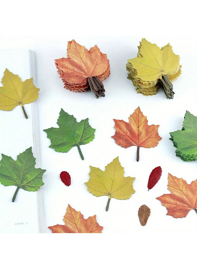 50 Pcs Yellow Autumn Leaves Decorative Stickers Simulated Leaf Design Office Supplies - Image 4