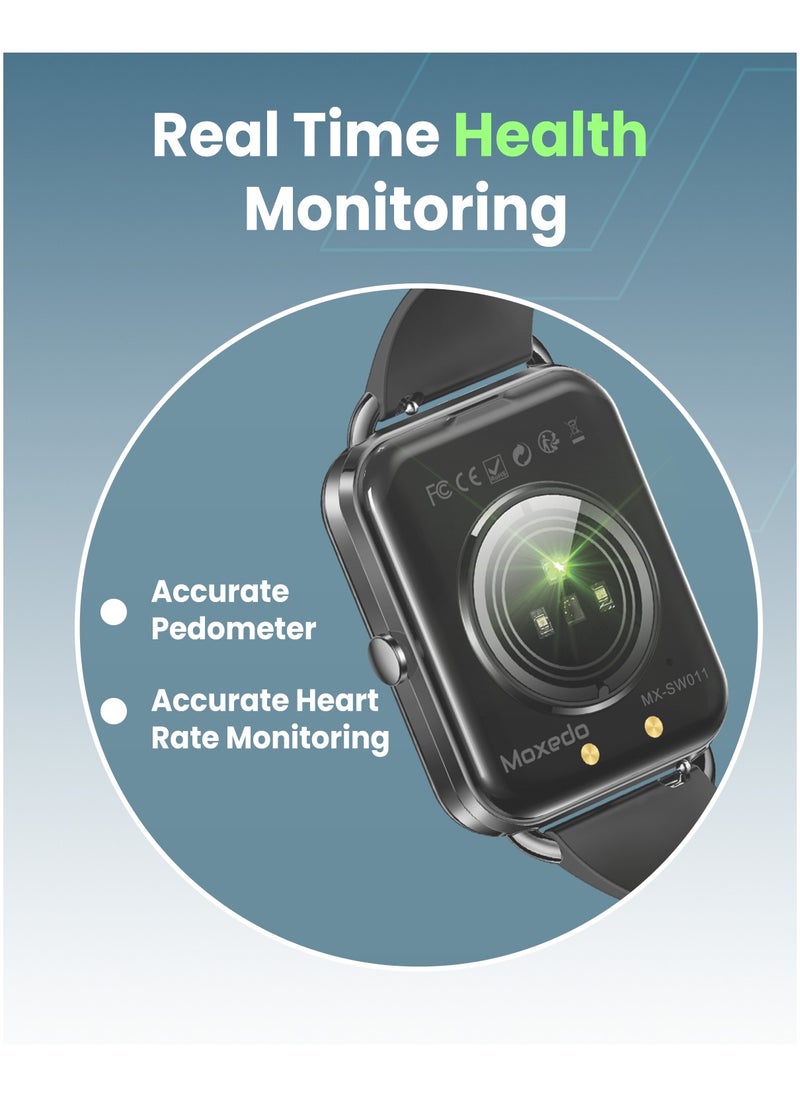 Moxedo Moxedo Luna Smart Watch 1.65 Amoled HD Display 100+ Watch Faces, Bluetooth Calling Real Time Health Monitoring Fitness Smart Tracker with Camera Control for iOS and Android - Black  - Image 2