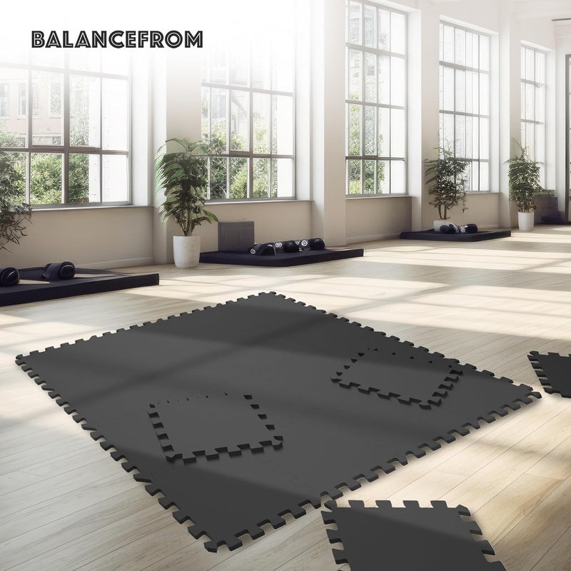 بالانس فورم حصيرة تمارين BalanceFrom Puzzle بسمك 1/2 بوصة، أرضية إسفنجية متشابكة من EVA | بلاطات للصالة الرياضية المنزلية، حصيرة لمعدات التمارين المنزلية، وسادة أرضية للأطفال، أسود، 24 بوصة × 24 بوصة × 1/2 بوصة، 24 قدم مربع - 6 بلاطات - Image 5