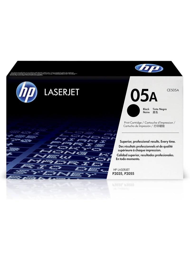 HP Toner HP 05A Black Original Laser Toner Cartridge | CE505A | Compatible with HP LaserJet P2035 & P2055 Series Printers | High Quality Sharp Black Prints - Image 1