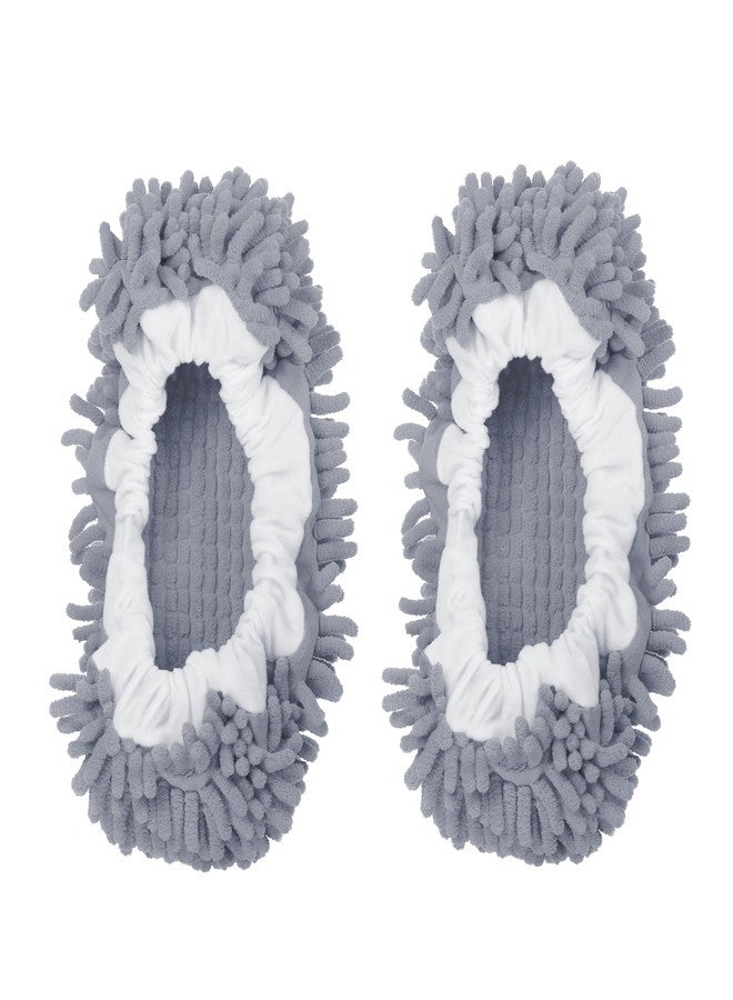 MECCANIXITY Mop Slippers Washable Microfiber Floor Cleaning Shoes Cover Chenille Duster Foot Socks Tools for House Clean, Grey 2 Pack - Image 1