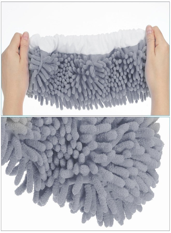 MECCANIXITY Mop Slippers Washable Microfiber Floor Cleaning Shoes Cover Chenille Duster Foot Socks Tools for House Clean, Grey 2 Pack - Image 3