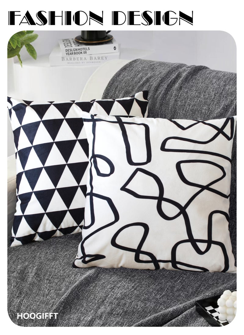 HOOGIFFT Set of 4 throw pillow case 45 x 45cm, Decorative Geometric Modern Pattern throw pillow cover, Pillow Cushion Case for Sofa Couch Bed Home Car Office Decor, (Double sided pattern)  - Image 2