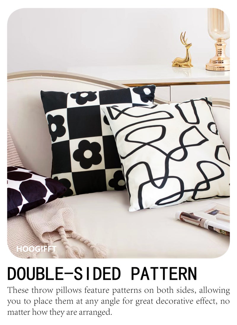 HOOGIFFT Set of 4 throw pillow case 45 x 45cm, Decorative Geometric Modern Pattern throw pillow cover, Pillow Cushion Case for Sofa Couch Bed Home Car Office Decor, (Double sided pattern)  - Image 4