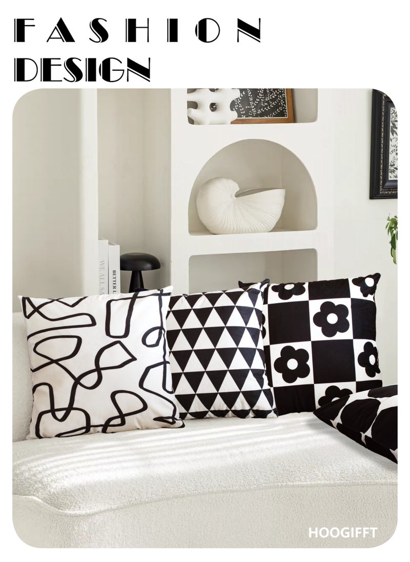 HOOGIFFT Set of 4 throw pillow case 45 x 45cm, Decorative Geometric Modern Pattern throw pillow cover, Pillow Cushion Case for Sofa Couch Bed Home Car Office Decor, (Double sided pattern)  - Image 5