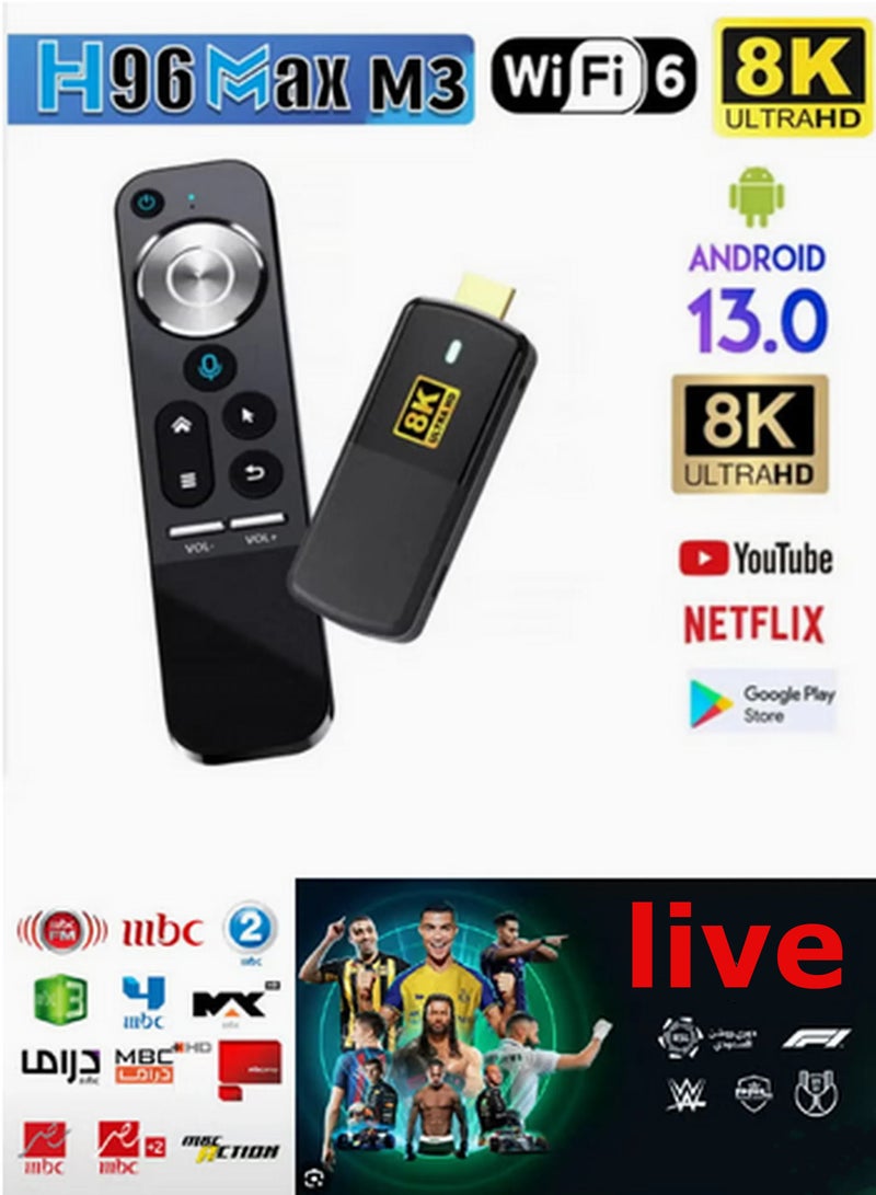 Android TV Stick with Built in Chromecast +Remote control with voice commands- Full 4K + 8K