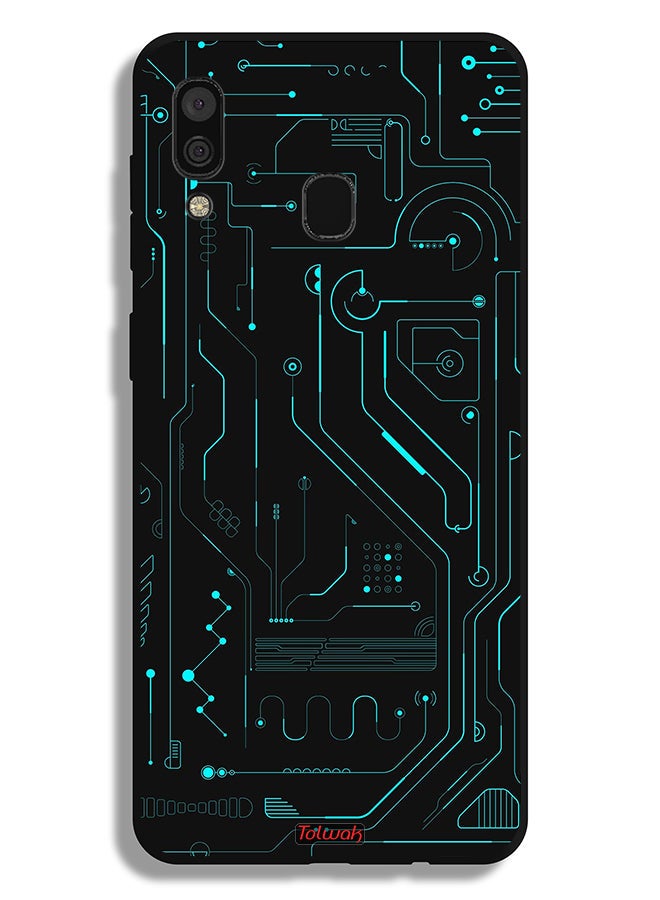 Tolwak Samsung Galaxy A20 Protective Case Cover Digital Art Circuits Minimalism Multiple Display - Image 1