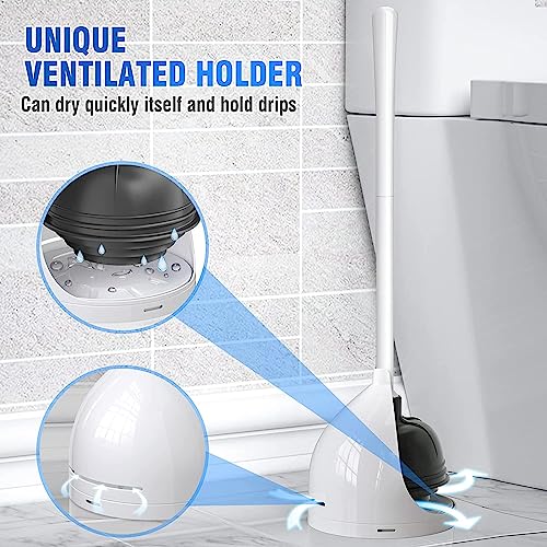 uptronic Toilet Plunger with Holder, Unique Plunger with All-Angle Design, Plungers for Bathroom with Holder, Heavy Duty Toilet Plunger for 5.7-inch Toilet Drain Bathroom Cleaning - Image 5