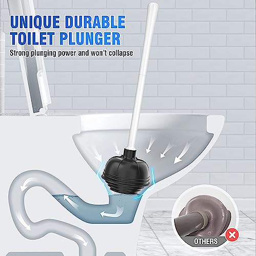 uptronic Toilet Plunger with Holder, Unique Plunger with All-Angle Design, Plungers for Bathroom with Holder, Heavy Duty Toilet Plunger for 5.7-inch Toilet Drain Bathroom Cleaning - Image 2