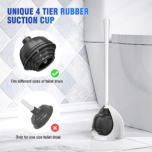 uptronic Toilet Plunger with Holder, Unique Plunger with All-Angle Design, Plungers for Bathroom with Holder, Heavy Duty Toilet Plunger for 5.7-inch Toilet Drain Bathroom Cleaning - Image 3