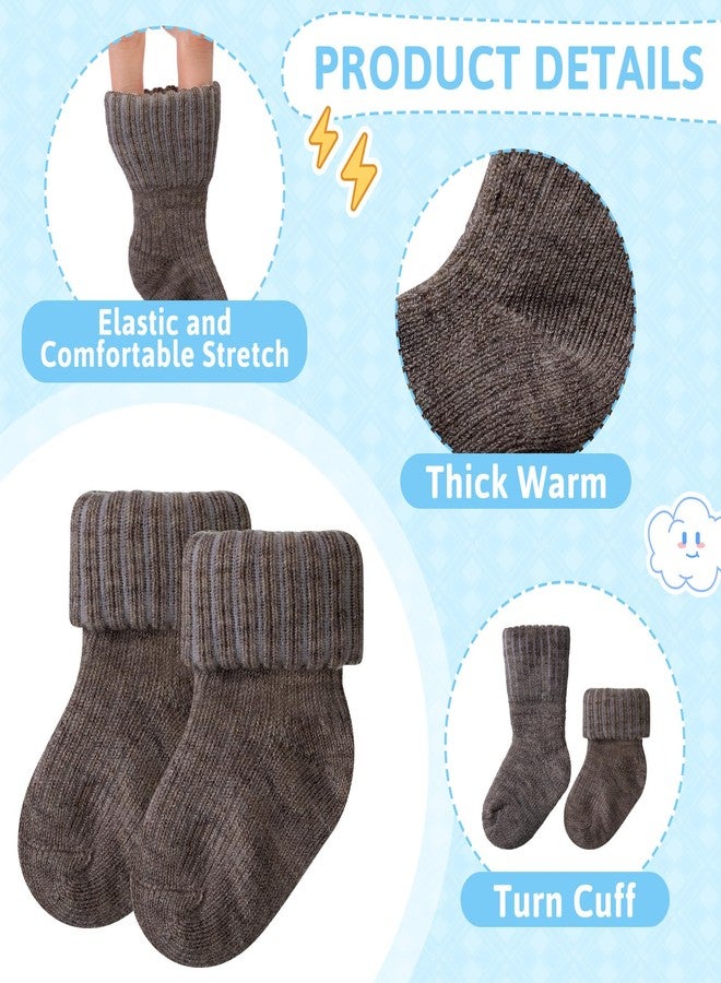 JenPen 6 Pairs Wool Preemie Socks Premature Turn Cuff Wool Socks for Preemie Boys Girls Hospital Nicu Baby Shower (Mixed Color) - Image 5