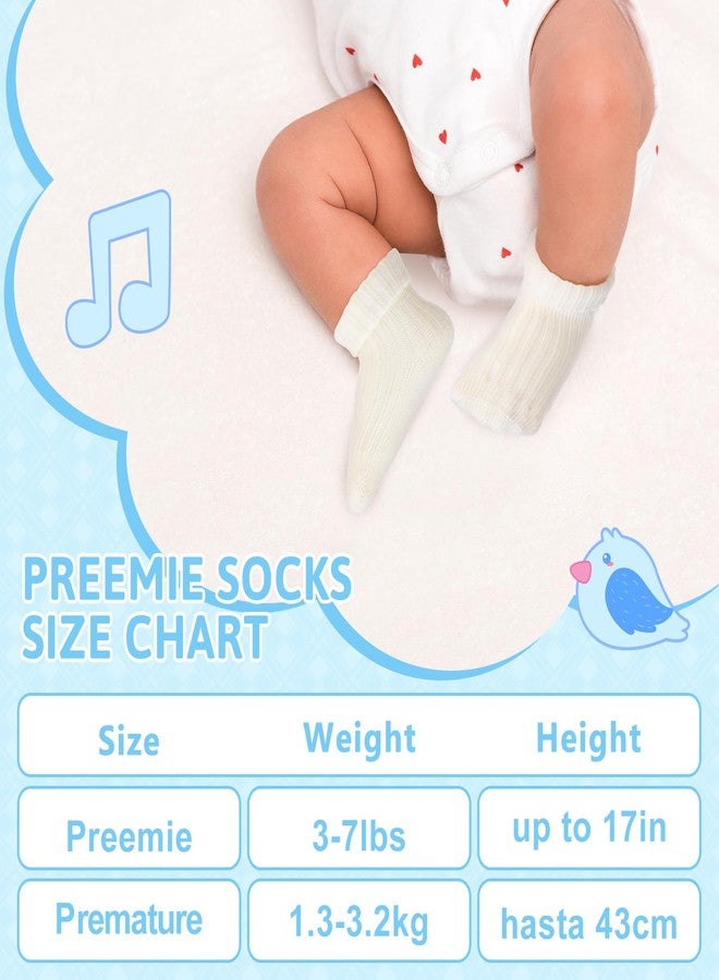JenPen 6 Pairs Wool Preemie Socks Premature Turn Cuff Wool Socks for Preemie Boys Girls Hospital Nicu Baby Shower (Mixed Color) - Image 2