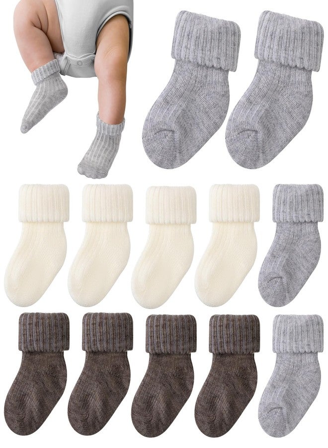 JenPen 6 Pairs Wool Preemie Socks Premature Turn Cuff Wool Socks for Preemie Boys Girls Hospital Nicu Baby Shower (Mixed Color) - Image 1
