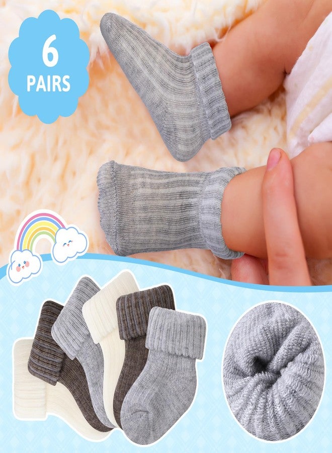 JenPen 6 Pairs Wool Preemie Socks Premature Turn Cuff Wool Socks for Preemie Boys Girls Hospital Nicu Baby Shower (Mixed Color) - Image 4