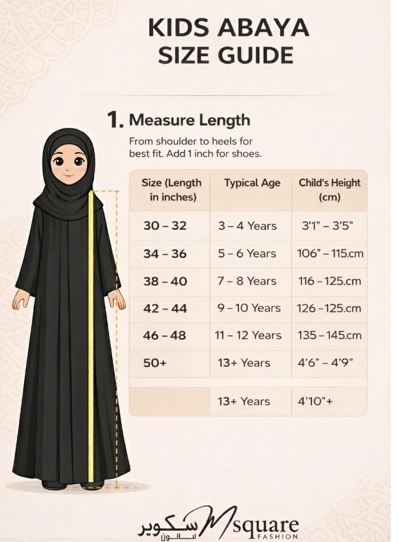 MSquare Fashion Kids Abaya I Durable I Lightweight I Satin I With Headscarf I Brown - Image 4