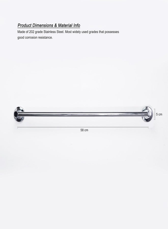 Pathavi Stainless Steel Towel Rod for Bathroom - Wall Mounted, Rust-Resistant Towel Bar for Bath & Kitchen - Space Saving Modern Towel Holder (24 Inch - Chrome Finish, Pack of 1) - Image 3