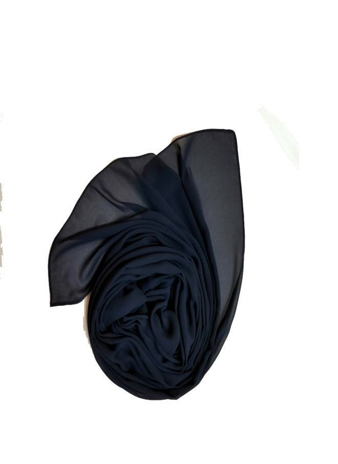 ماركة غير محددة - حجاب من فتاه - اسكارف - طرحة شيفون كريب مقاس مناسب - لون كحلي ناعم - Image 1