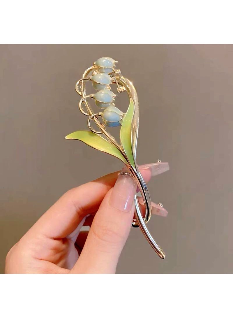 مشبك شعر معدني ازرق تصميم زهرة - Image 1