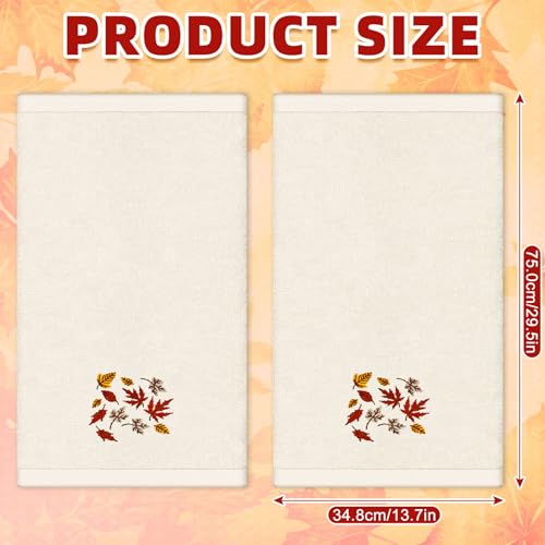 Whaline Fall Maple Leaf Hand Towels Autumn Thanksgiving Cotton Embroidered Bathroom Towel Absorbent Bath Towel for Hand Drying Cleaning Cooking 295 x 137 Inch 2Pcs - Image 3