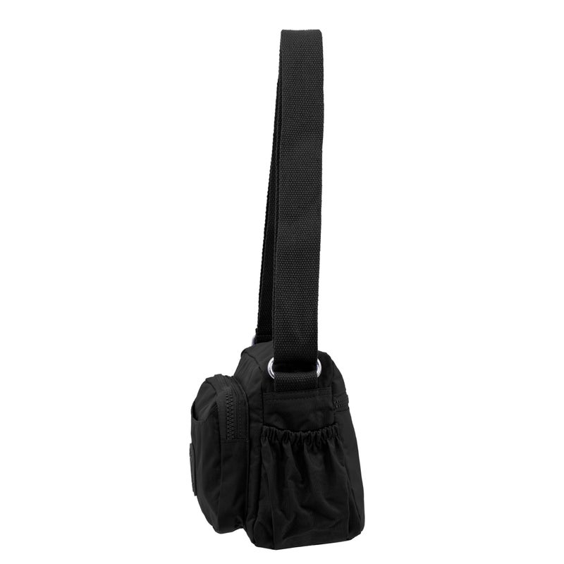 CAPRICE COLLECTION Unisex Small Crossbody Bag – Black, Compact, Water-Resistant Nylon, 3L - Image 3