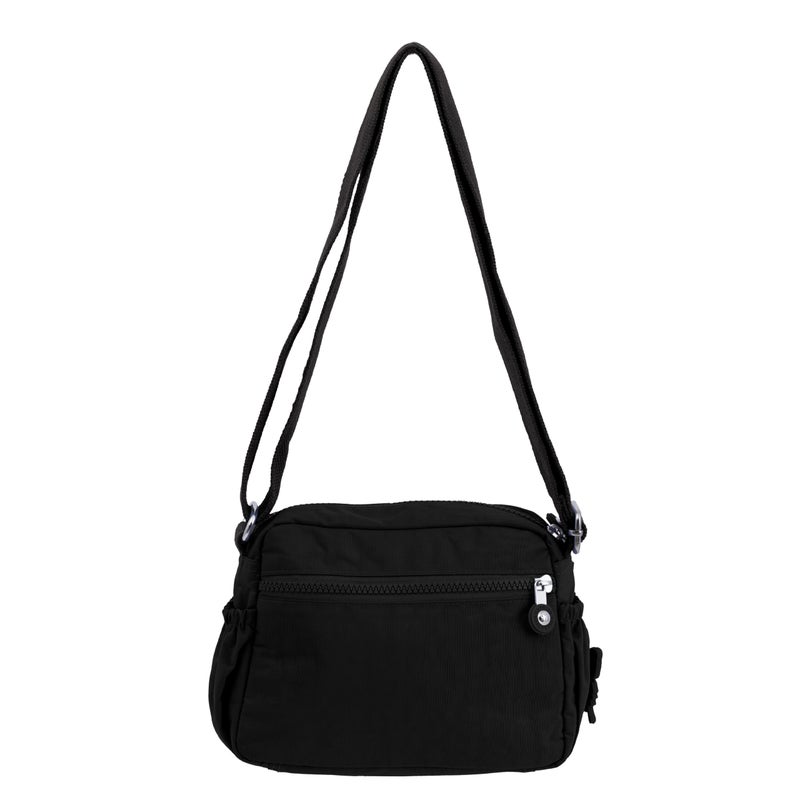 CAPRICE COLLECTION Unisex Small Crossbody Bag – Black, Compact, Water-Resistant Nylon, 3L - Image 2