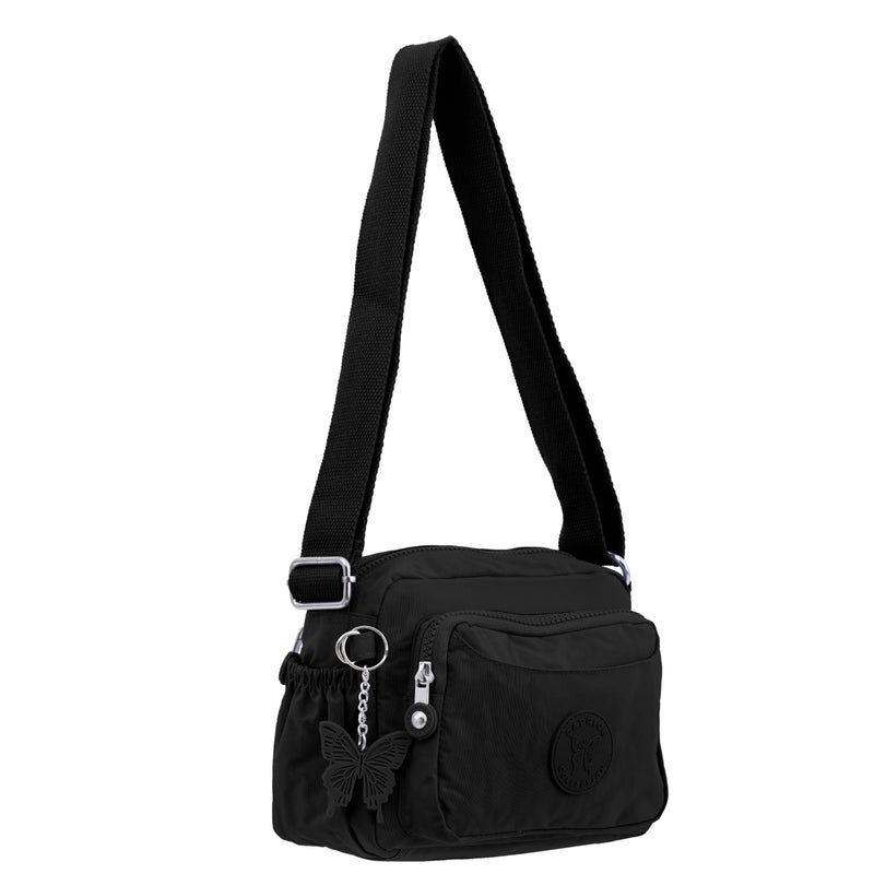CAPRICE COLLECTION Unisex Small Crossbody Bag – Black, Compact, Water-Resistant Nylon, 3L - Image 5