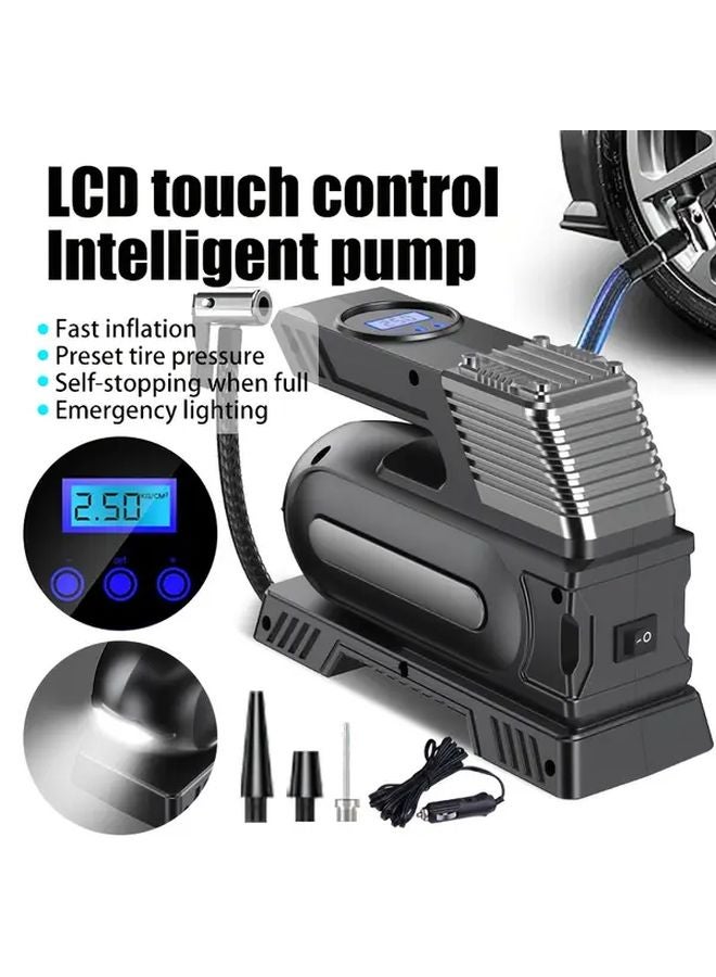 Black Portable Air Compressor 150PSI Tire Inflator Digital Pressure Gauge for Car Bike Motorcycle - Image 2