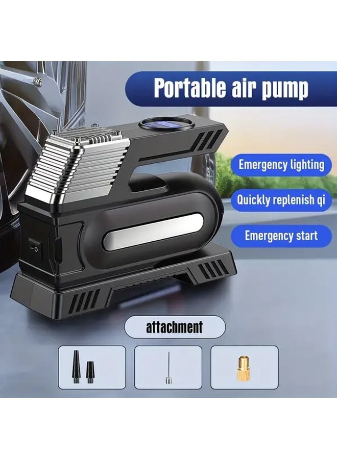 Black Portable Air Compressor 150PSI Tire Inflator Digital Pressure Gauge for Car Bike Motorcycle - Image 1
