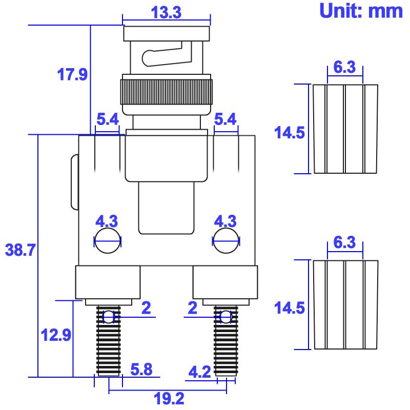 onelinkmore BNC Male Plug to 2X 4mm Dual Banana Female Jack Socket Binding Post RF Coax Coaxial Splitter Connector BNC Banana Adapter for HF Radio Antennas Oscilloscope DVM Pack of 2 - Image 2