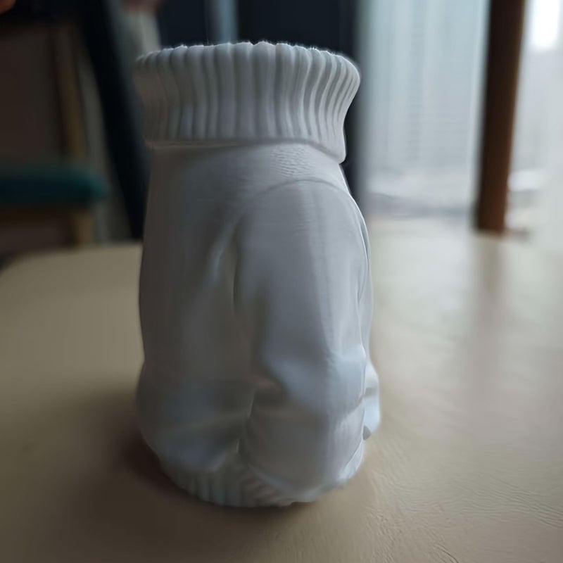 White 3D Printed Turtleneck Sweater Pen Holder for Desk Organization - Image 4